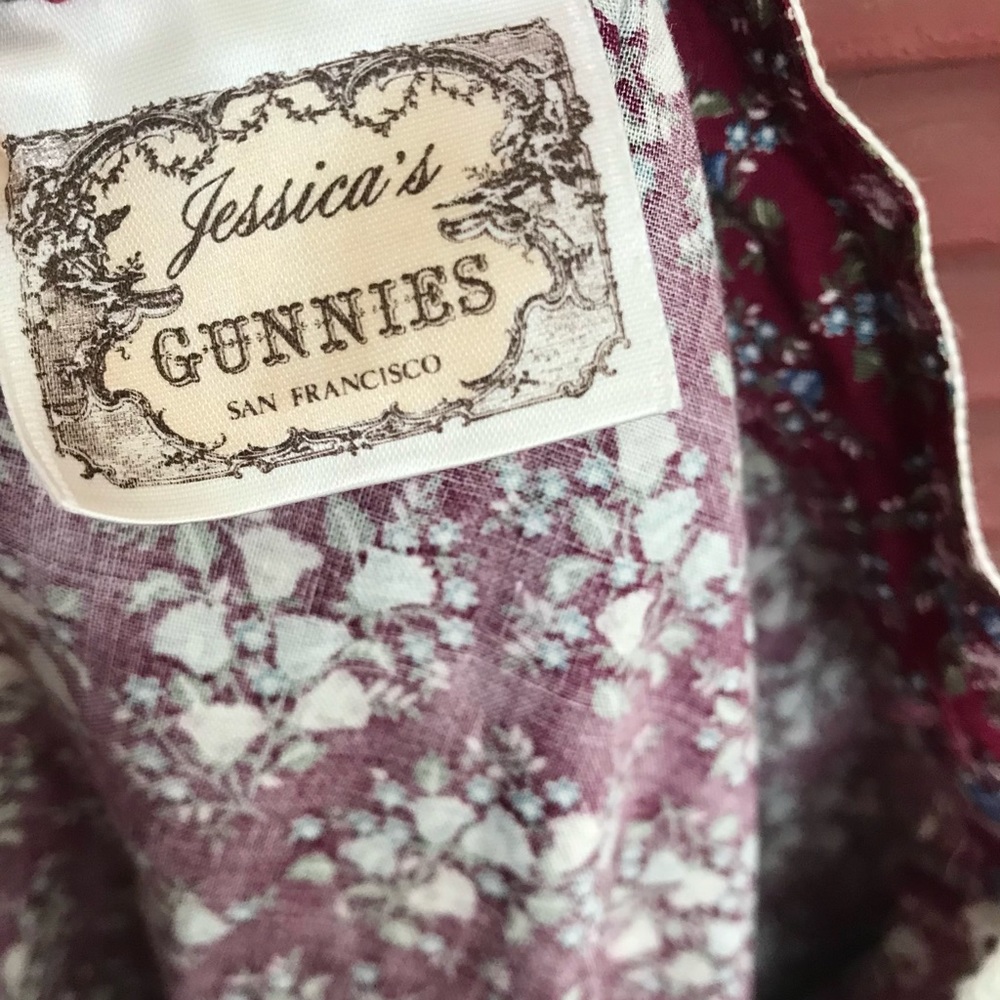 💖Beautiful💖Jessica's Gunnies Gunne Sax Burgundy Calico Lace Prairie Skirt🌟 - Picture 15 of 15